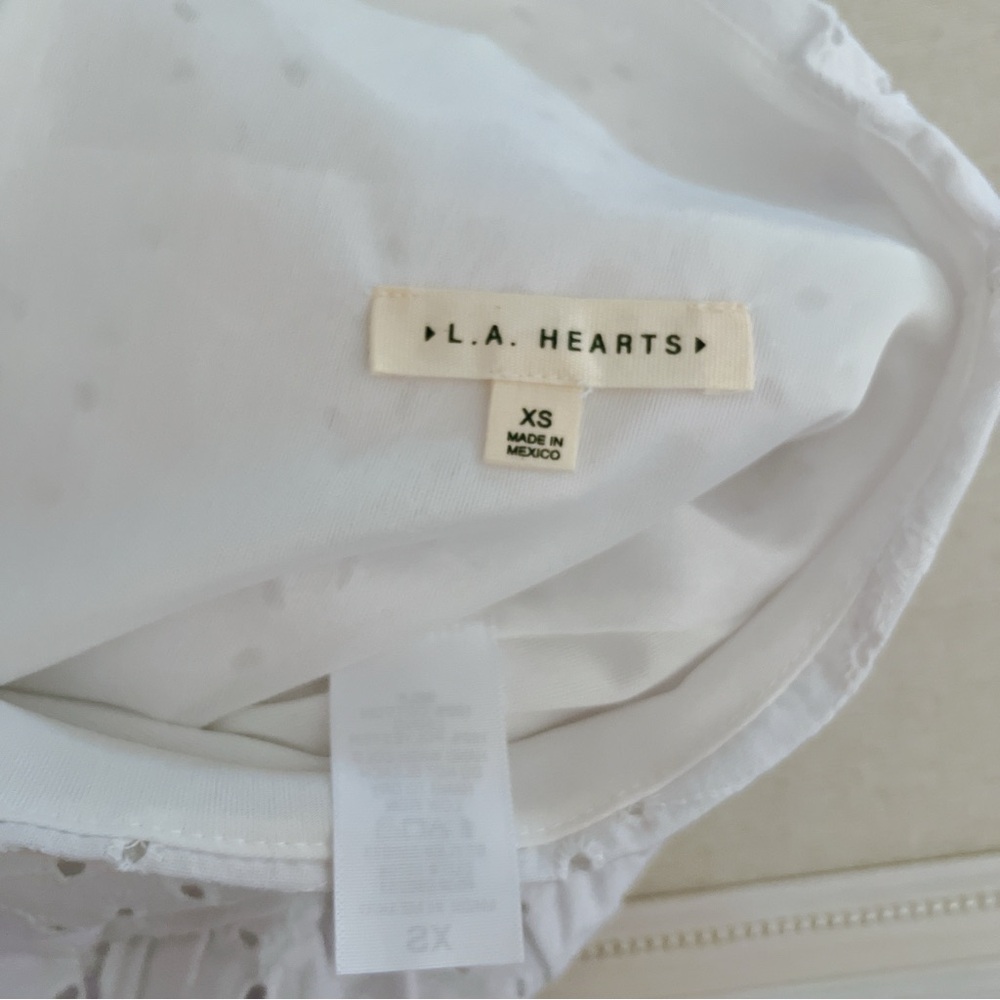 L. A. Hearts XS skirt mini white eyelet embroidered ruffle - Picture 8 of 11